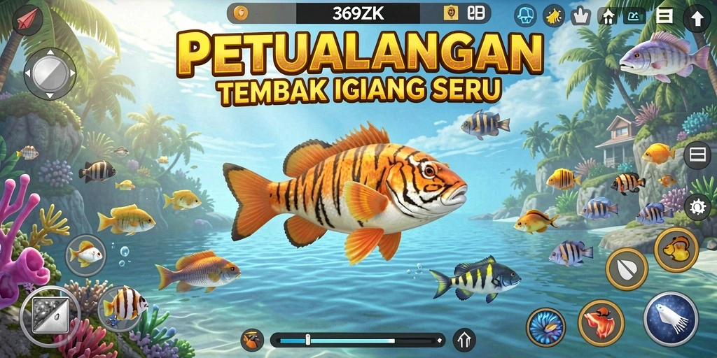 Tampilan gameplay 369ZK dengan aksi tembak ikan yang seru.