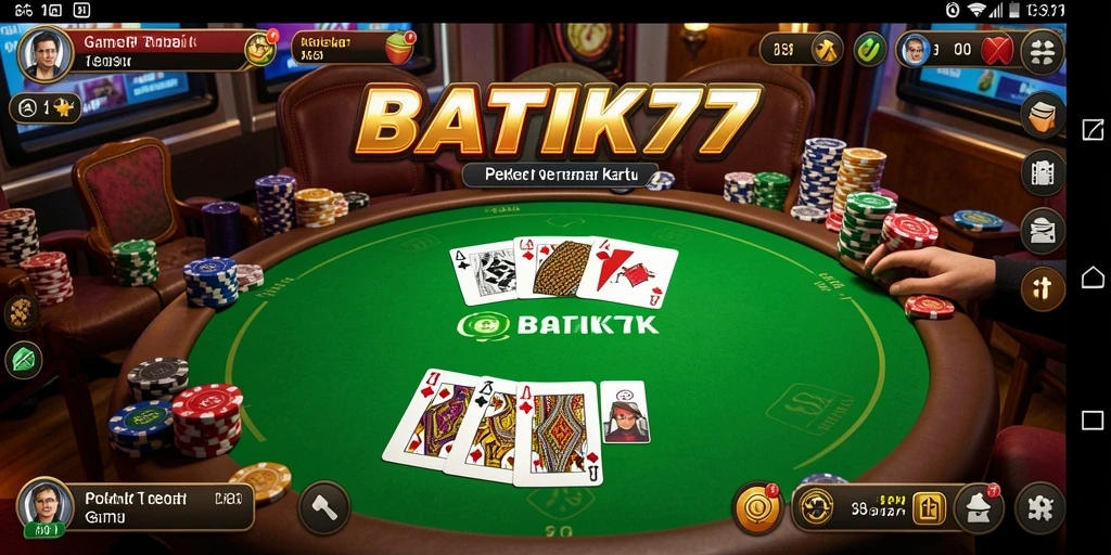 Screenshot gameplay <strong>BATIK77</strong> menampilkan aksi poker yang intens dan mendebarkan.