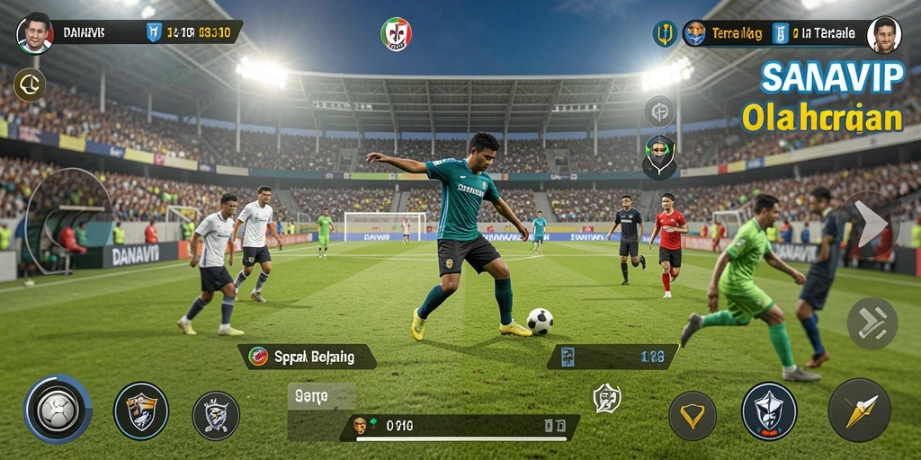 Screenshot gameplay <strong>DANAVIP</strong> dengan aksi seru sepak bola.