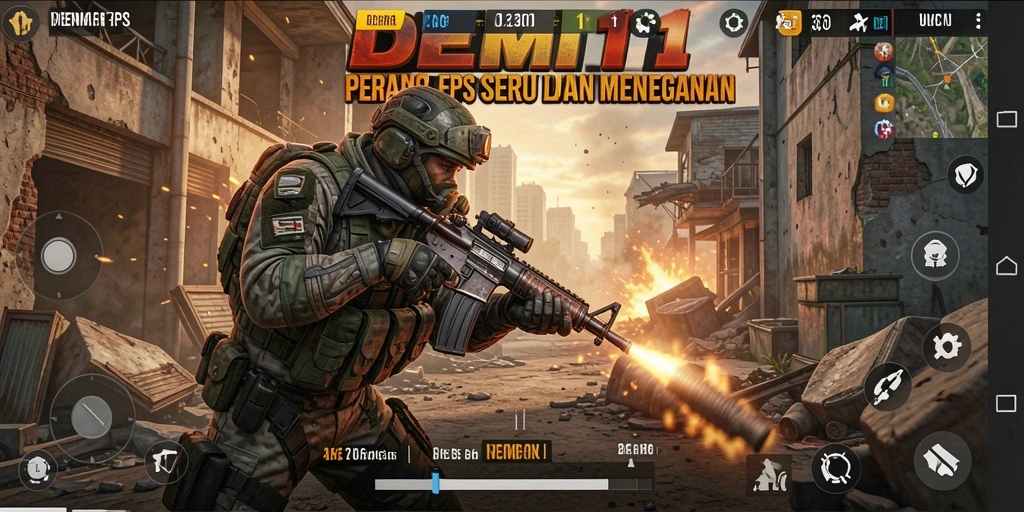 Tangkapan layar gameplay DEMI11 menampilkan aksi menembak yang intens dan realistis.