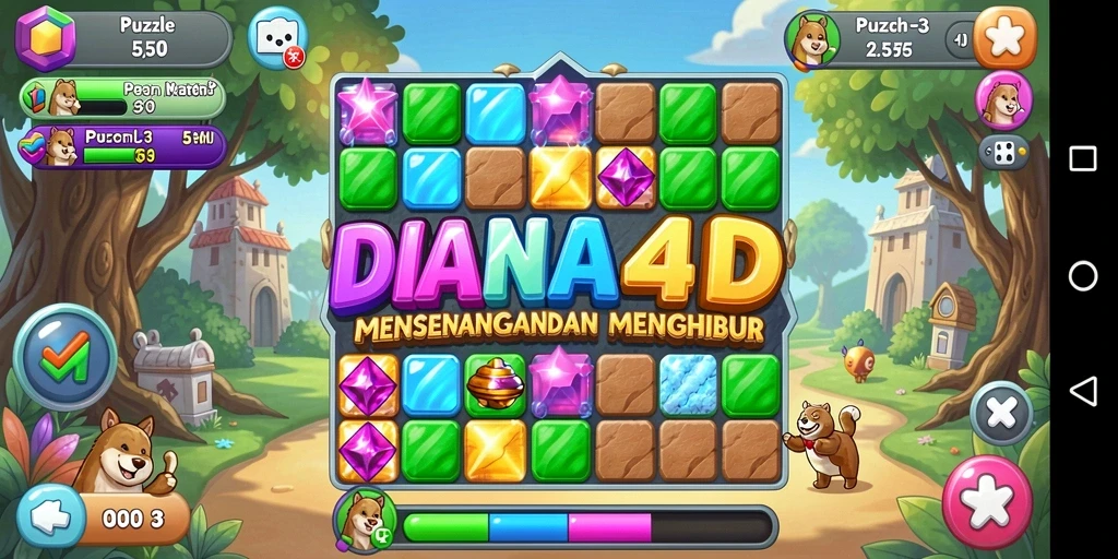 Tampilan gameplay menarik dengan objek warna-warni di DIANA4D.