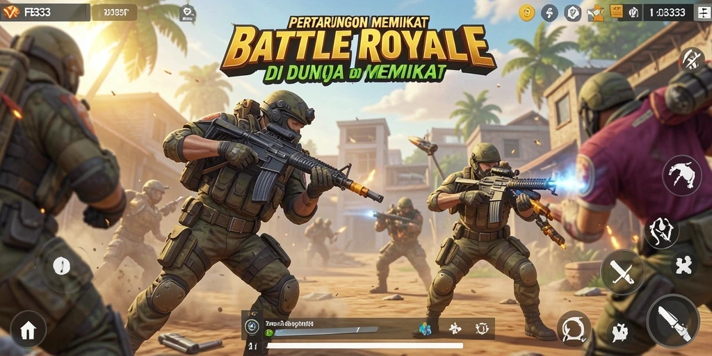 Tangkapan layar gameplay FB333 menampilkan pertarungan seru di Battle Royale.