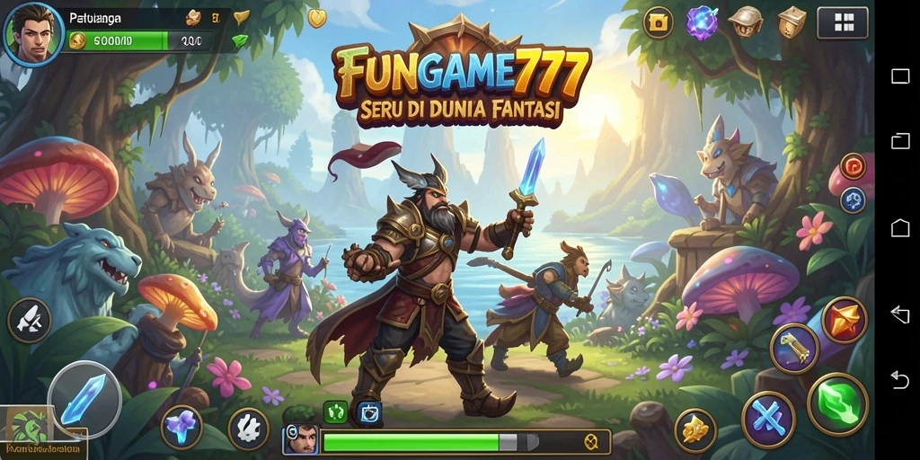 Tangkapan layar gameplay FUNGAME777 menampilkan aksi seru dalam dunia petualangan.