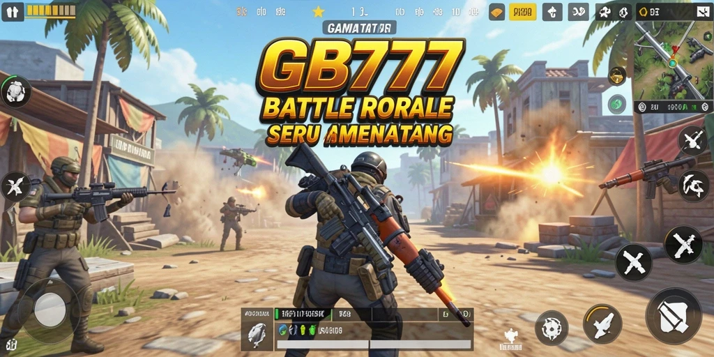 Tampilan screenshot GB777 yang menampilkan pertempuran seru dalam mode Battle Royale.