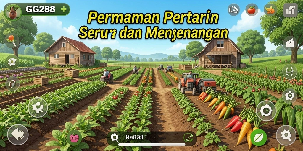 Tampilan gameplay seru dengan aktivitas bertani yang menyenangkan