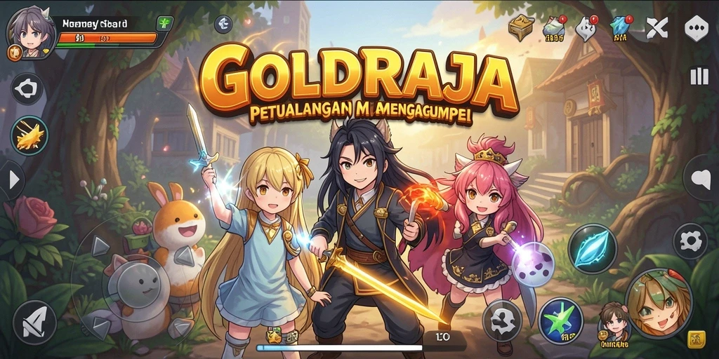 Tangkapan layar menampilkan karakter Anime yang sedang bertarung dalam <strong>GOLDRAJA</strong>.