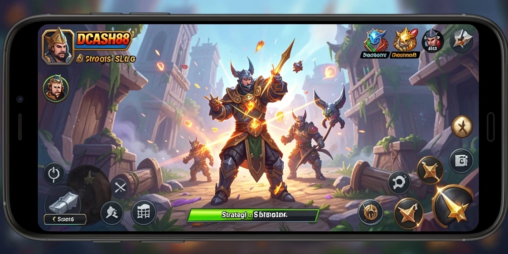 Tangkapan layar menunjukkan aksi pertempuran strategis dalam IDCASH88.