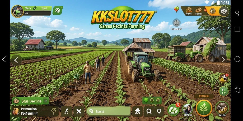Tampilan gameplay KKSLOT777 dengan aktivitas bertani yang seru dan interaktif.