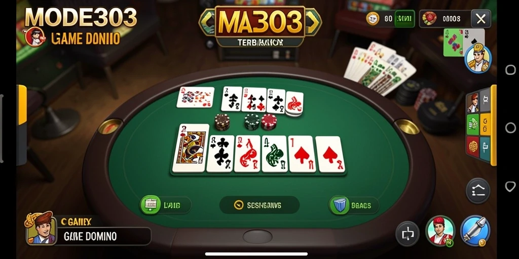 Screenshot gameplay seru dari MODE303 yang menunjukkan pengalaman bermain domino.