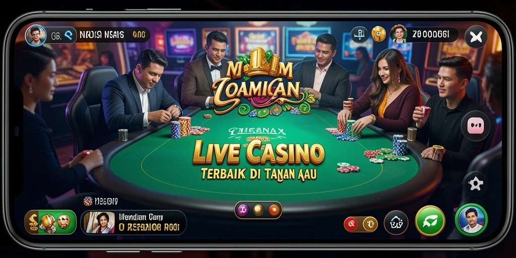 Screenshot gameplay N06, menampilkan dealer profesional di meja Live Casino.