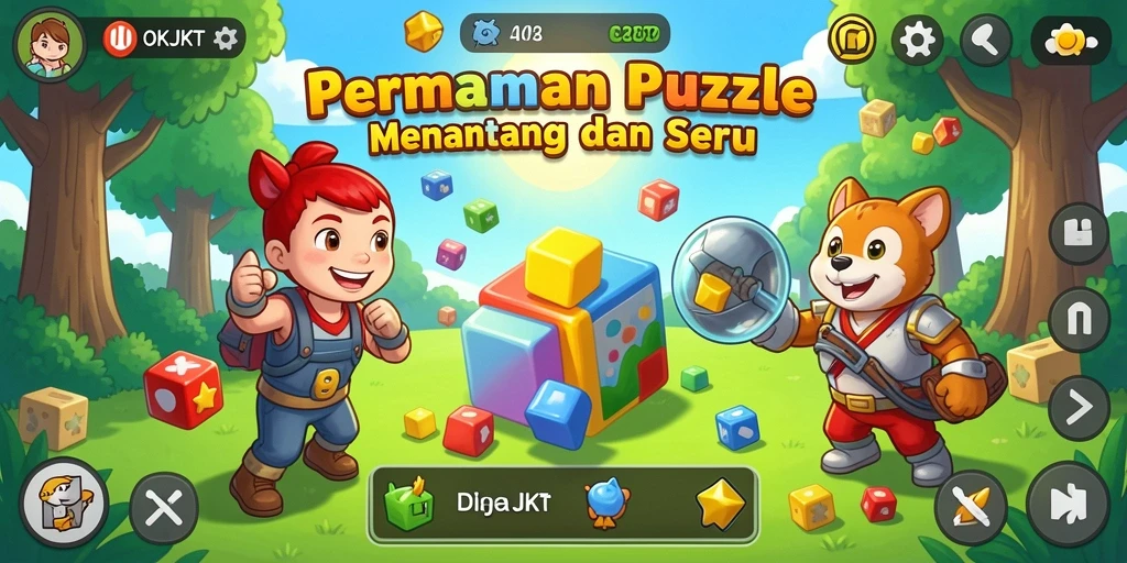 Screenshot gameplay OKJKT menampilkan teka-teki mengasyikkan yang memotivasi.