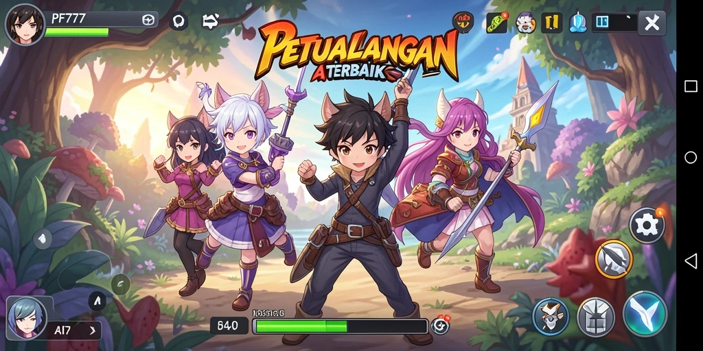 Tampilan gameplay seru PF777 dengan aksi karakter Anime.