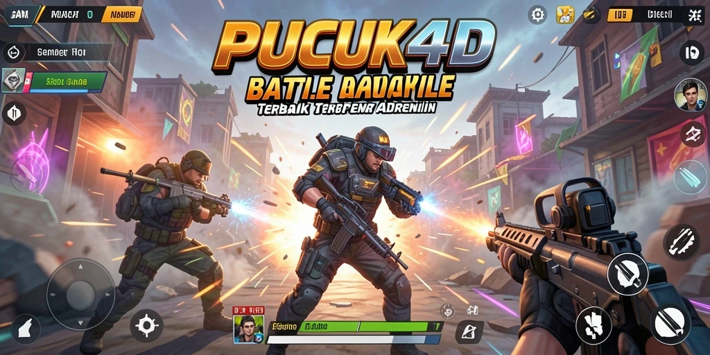 Screenshot utama PUCUK4D menampilkan pertarungan seru dalam game Battle Royale.