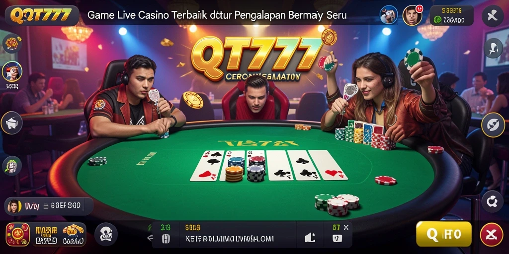 Screenshot QT777 menampilkan gameplay Live Casino yang mendebarkan.