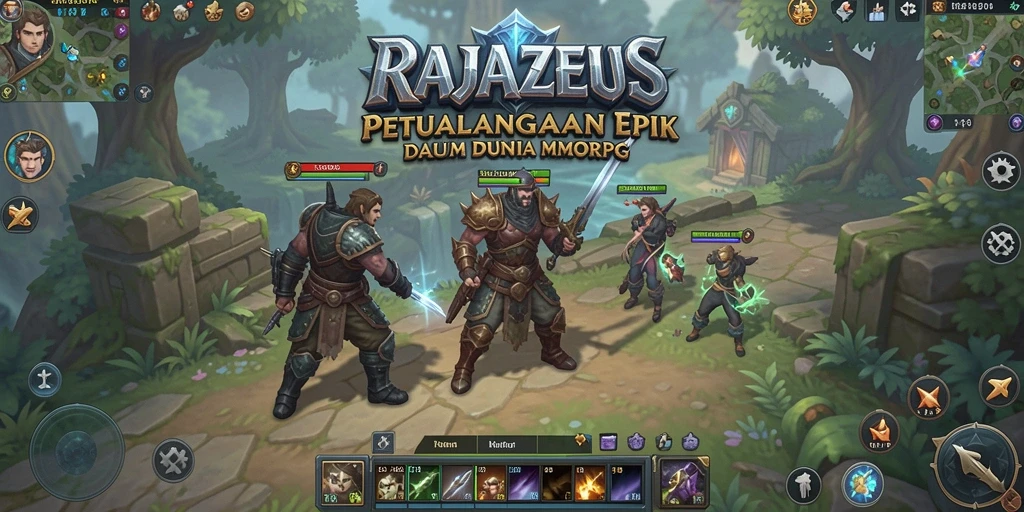 Screenshot gameplay RAJAZEUS yang menunjukkan aksi pertempuran MMORPG.