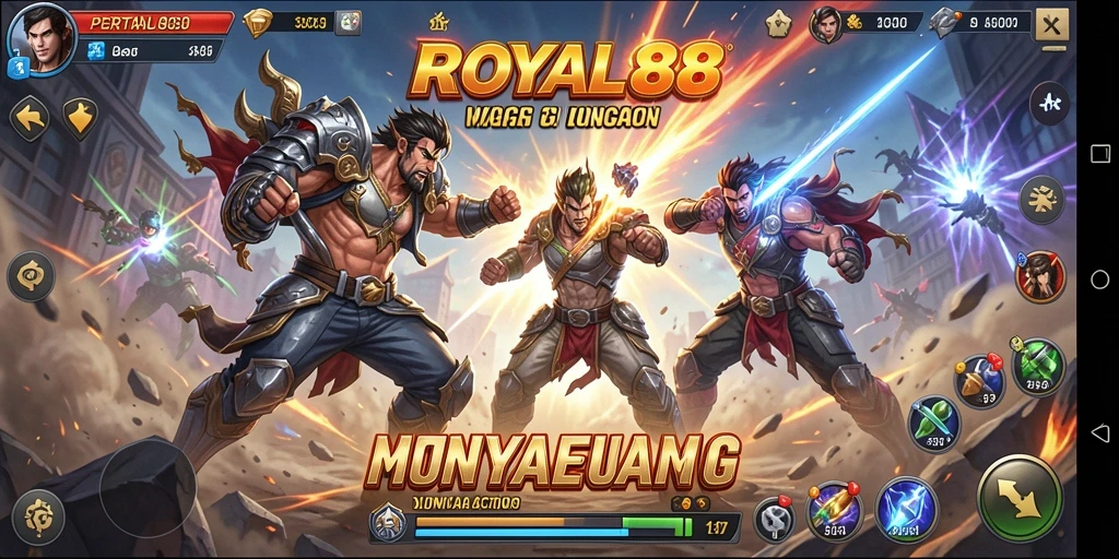 Tampilan aksi intens dalam gameplay ROYAL88 yang mendebarkan.