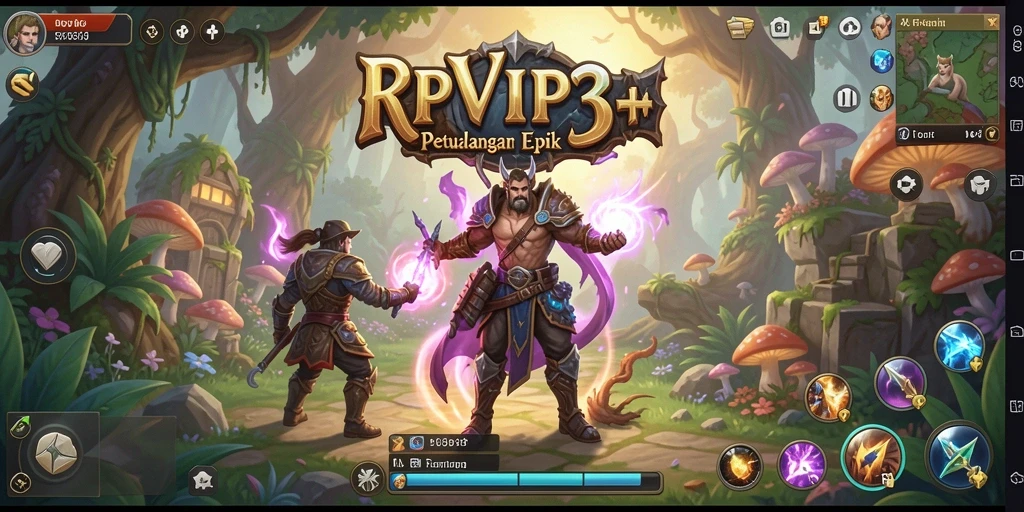 Screenshot gameplay RPVIP3 yang menampilkan aksi petualangan yang mendebarkan.